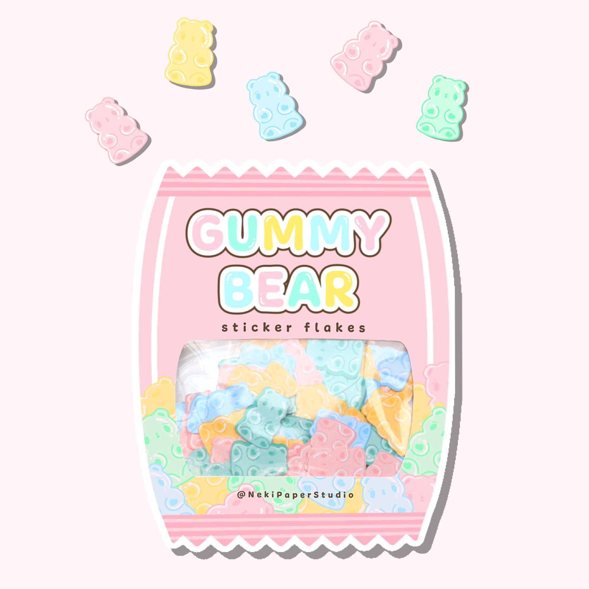 Neki Gummy Bear Sticker Pack 20 Tiny Sticker Flakes