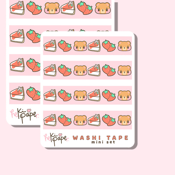 Neki & Strawberries Washi Tape Mini Set 2 Sheets