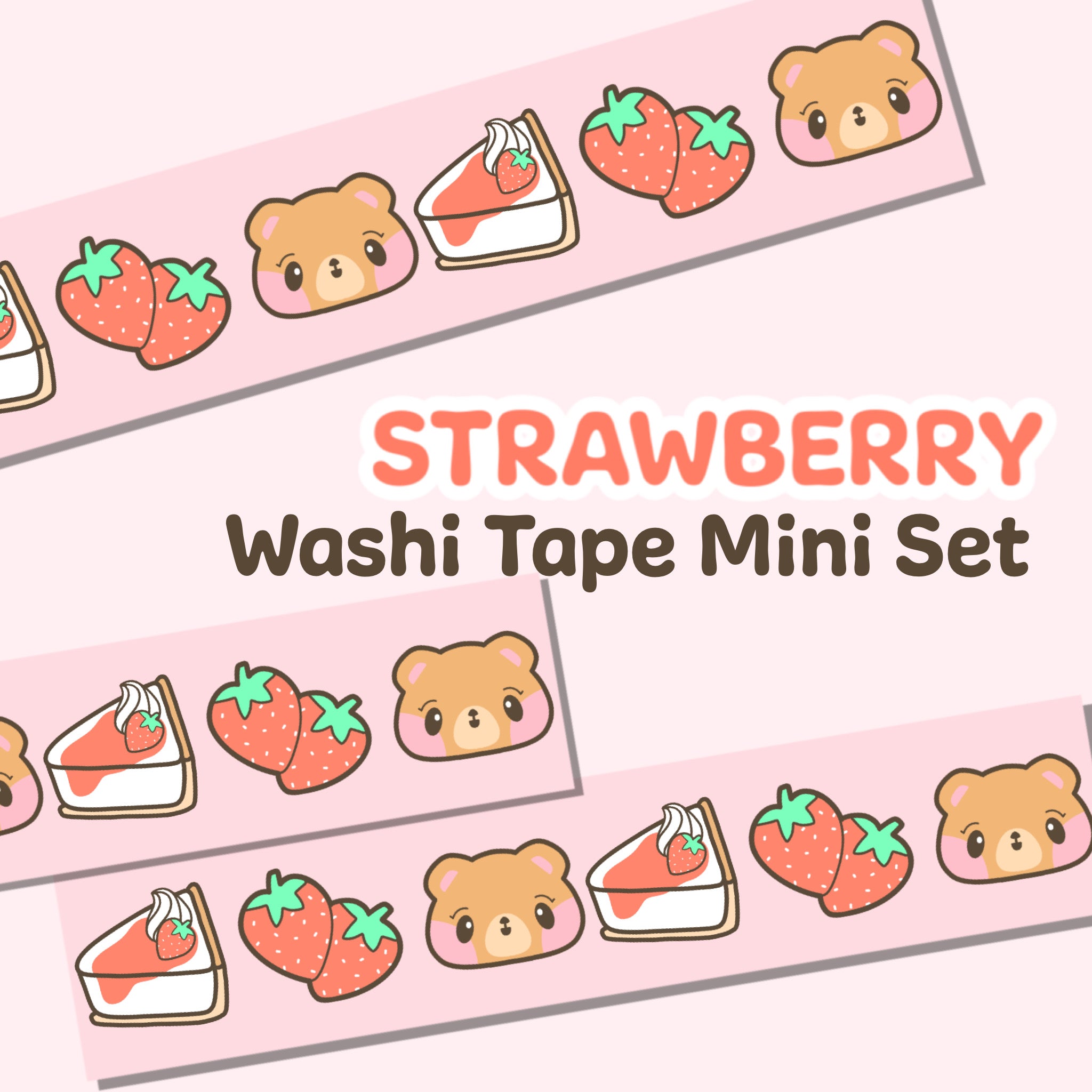 Neki & Strawberries Washi Tape Mini Set 2 Sheets