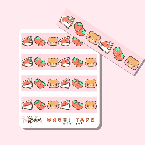 Neki & Strawberries Washi Tape Mini Set 2 Sheets