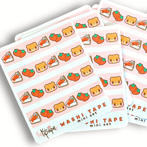 Neki & Strawberries Washi Tape Mini Set 2 Sheets