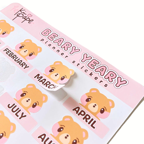 Beary Yeary Twelve Month Planner Sticker Sheet