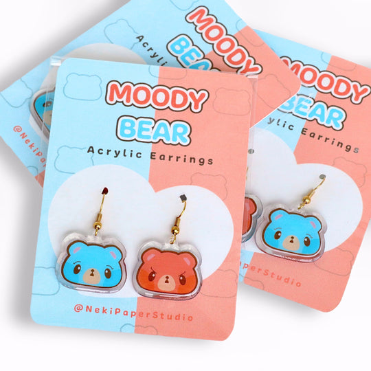 Moody Bear Handmade Acrylic Earrings