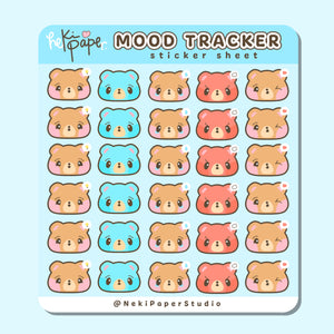 Moody Bear Mood Tracker Sticker Sheet