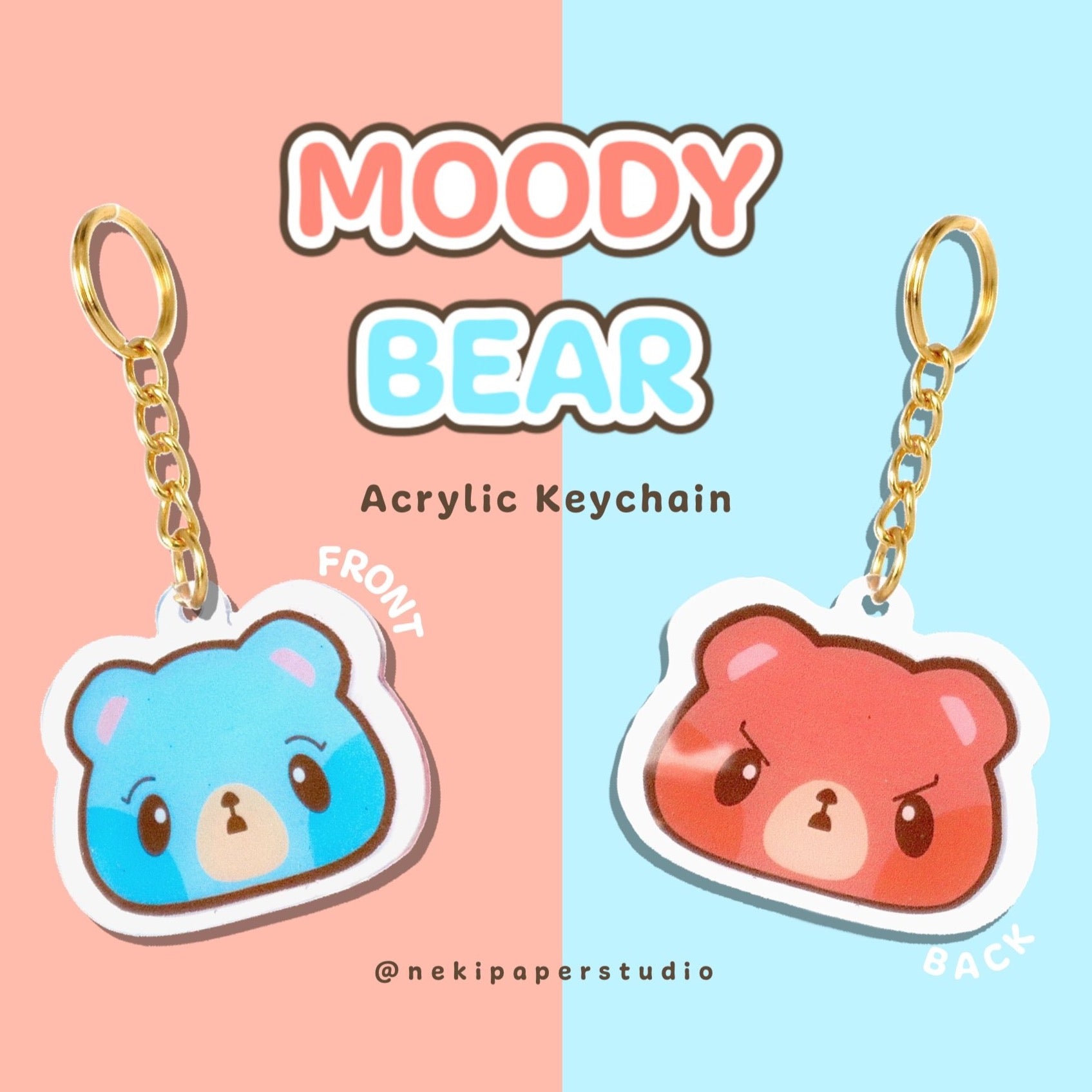 Moody Bear Handmade Acrylic Keychain